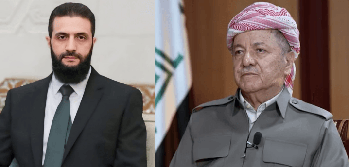 الرئيس بارزاني للشرع: ندعم تطلعات السوريين في بناء دولة جامعة